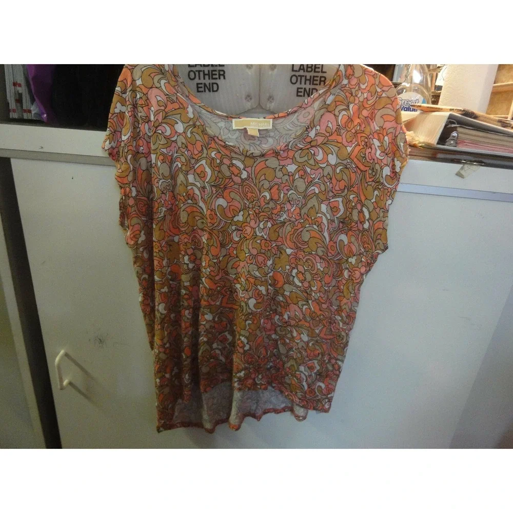 Michael Kors womens L multicolor shirt Top high low‎ design